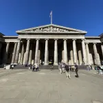 LONDON  - SEPTEMBER 05: A view of the entrance of British Museum in London, September 05, 2023. The Turkish government demanded the return of Turkish - Ottoman artifacts after the theft and disappearance of valuable artifacts in United Kingdom