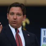 MIAMI, FLORIDA - APRIL 01: Florida Gov. Ron DeSantis speaks about a toll highway relief program during a press conference held at the Greater Miami Expressway Agency on April 01, 2024, in Miami, Florida. The Governor announced a second consecutive year of a Toll Relief Program, which is expected to cut the toll rates of frequent commuters in half by applying a toll credit from April 2024 to March 2025. (Photo by Joe Raedle/Getty Images)