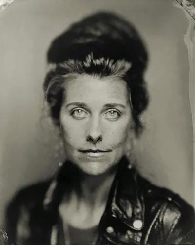 Black-and-white portrait of Meghann Riepenhoff. 