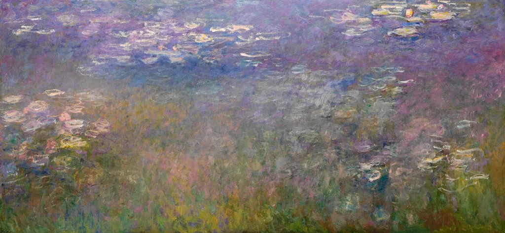 Claude Monet (French, 1840–1926), Water Lilies, 1915-26, oil on canvas, 199.9 x 425.5 cm (78.7 x 167.5 in), Nelson-Atkins Museum of Art, Kansas City. (Photo by VCG Wilson/Corbis via Getty Images)