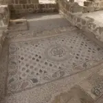 Mosaic floor inside Saint Hilarion Monastery in Gaza.