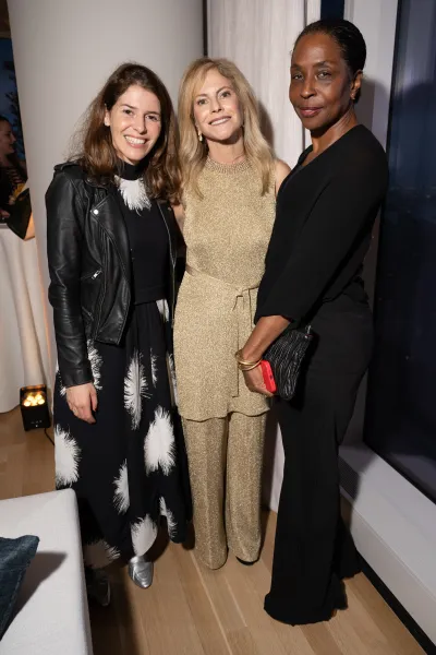 Allison Berg (center) and Lorna Simpson (right) at ARTnews Top 200 Collectors Event at Central Park Tower on September 26, 2024 in New York, New York.