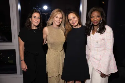 Erica Lubow Necarsulmer and Haper Levine, Allison Berg, Sarah Douglas, and Pamela Joyner at ARTnews Top 200 Collectors Event at Central Park Tower on September 26, 2024 in New York, New York.