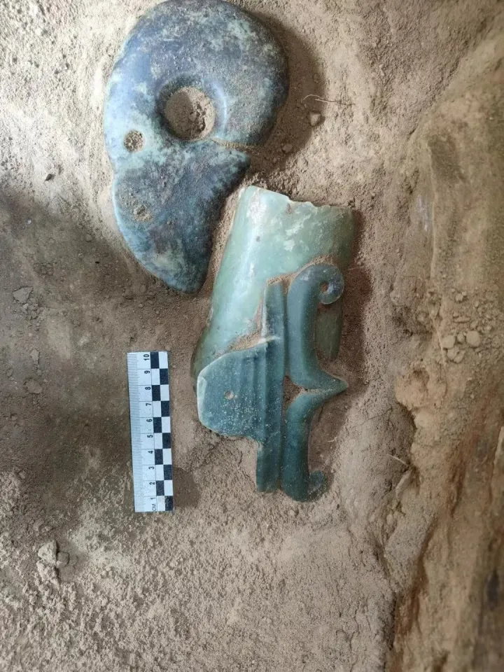 Jade artifact uncovered at Yuanbaoshan archaeological site, Chifeng city, China.