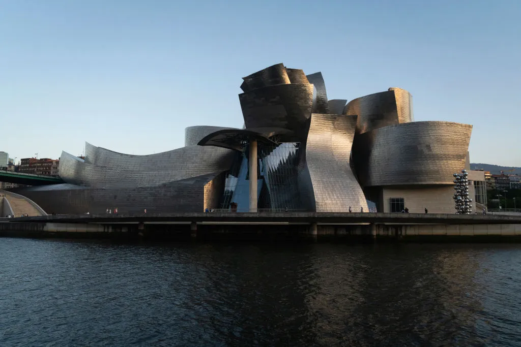 The exterior view of the Guggenheim Museum designed by architect Frank Gehry in Bilbao, Spain.