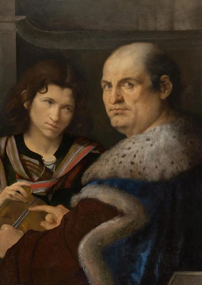 Double portrait by Renaissance artist Giorgione (1473/74–1510) found in the Bavarian State Painting Collections.